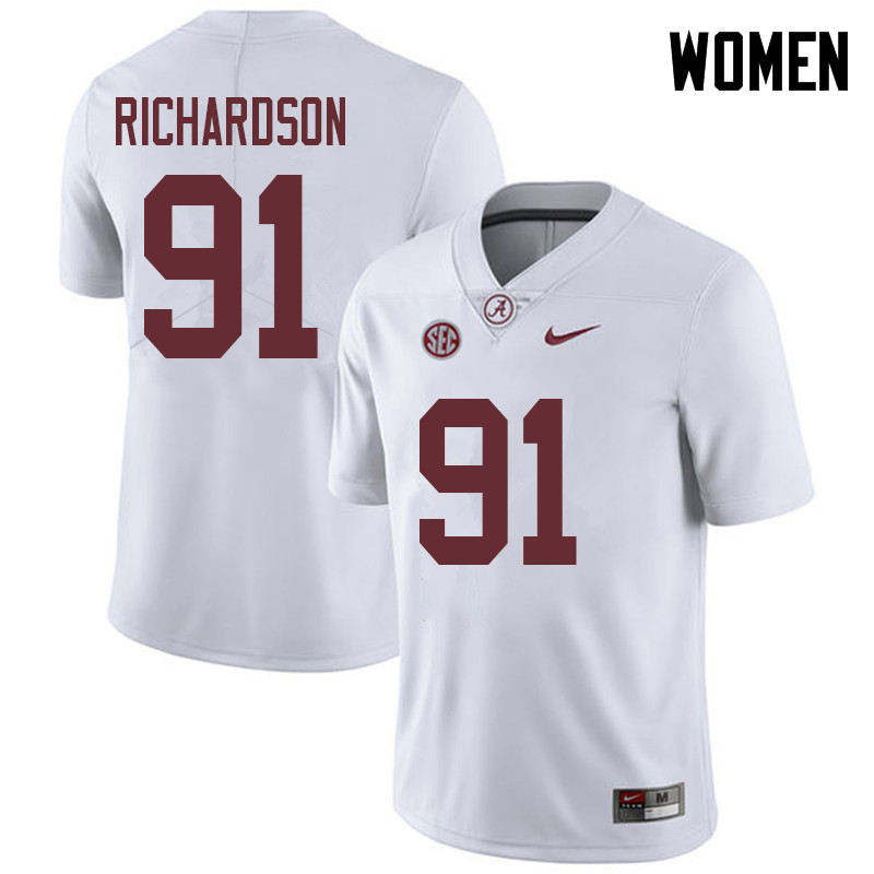 Women #91 Galen Richardson Alabama Crimson Tide College Football Jerseys Sale-White